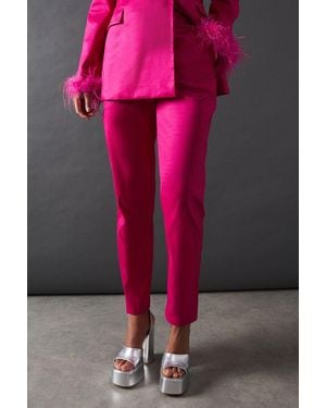 Warehouse Premium Taffeta Straight Leg Trouser - Pink