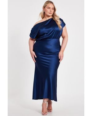 Quiz Curve Satin Midaxi Dress - Blue