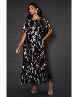 Wallis Occasion Glitter Tie Back Midi Dress - Black