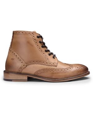 London Brogues Classic Oxford Leather Gatsby Brogue Ankle Boots - Brown