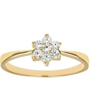 DIAMANT L'ÉTERNEL 9ct Geelgouden Stenen Set Daisy Clusterring - Wit