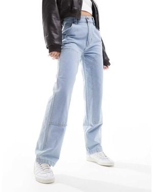 Dickies Madison High Rise Relaxed Straight Fit Double Knee Jeans - Blue