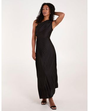 Blue Vanilla One Shoulder Pleated Dress - Black