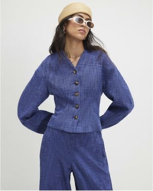 River Island Jacket Cotton Cocoon Sleeve Seamed - Blue