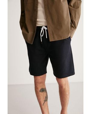 Grimelange Drawstring Waist Straight Leg Shorts - Black