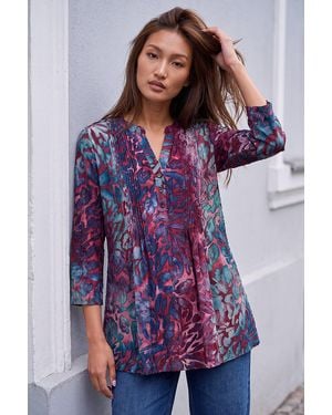 Roman Textured Burnout Print Shirt - Purple
