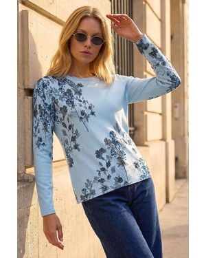 Roman Floral Hotfix Print Jumper - Blue
