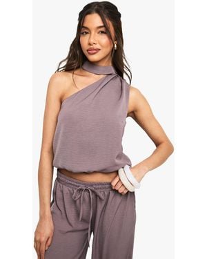 Boohoo Woven Asymmetric Top - Purple