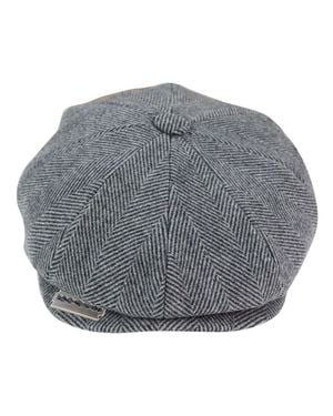Infinity Leather Peaky Blinders Tweed Hat With Razor Blade - Grey