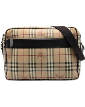 Burberry Pre-Owned Haymarket Check Coated Canvas Messenger Bag - Black