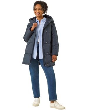 Roman Petite Hooded Quilted Puffer Coat - Blue