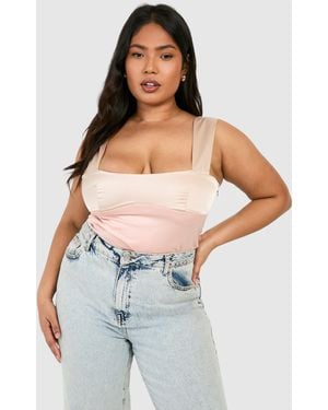 Boohoo Plus Contrast Detail Cami Top - White