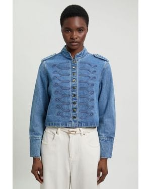 Karen Millen Denim Military Jacket - Blue