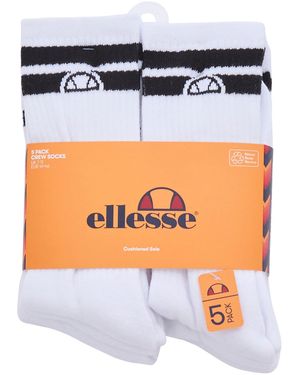 Ellesse Mshel1781 5Pk Crew Socks Double Stripe - White