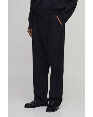 BoohooMAN Tailored Wide Leg Pleat Front Co-Ord Trousers - Black