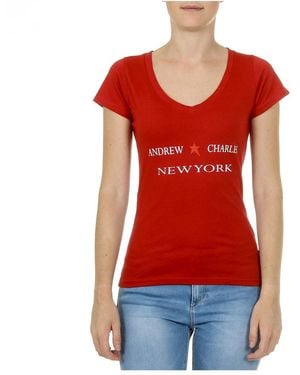 Andrew Charles by Andy Hilfiger T-Shirt Short Sleeves V-Neck Tapiwa - Red