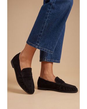 Oasis Olivia Faux Suede Ruched Detail Loafers - Blue