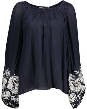 Kocca Geborduurde Blouse Model Ko12348 - Blauw