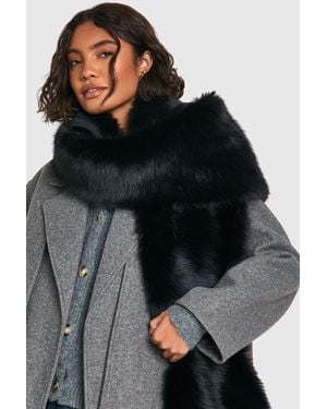 Boohoo Faux Fur Oversized Scarf - Black