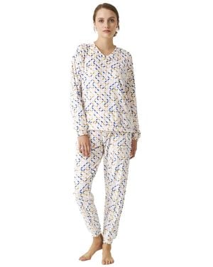 J And J Brothers Long Sleeve Pyjamas Jjbdp0200 - White