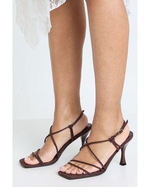 Boohoo Wide Fit Faux Suede Asymmetric Cross Over Strappy Stiletto Heels - Brown