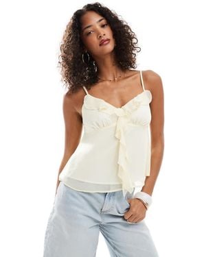 Miss Selfridge Chiffon Ruffle Cami Top - White