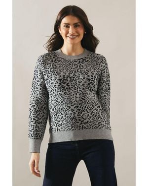 Wallis Animal Jacquard Jumper - Grey