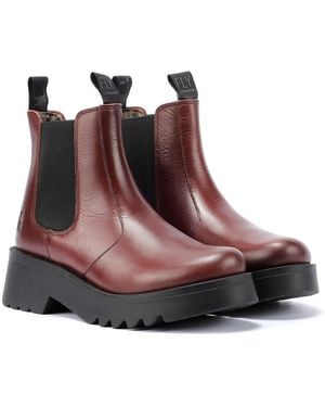 Fly London Medi Leather Wine Boots - Red