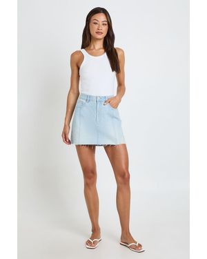 Boohoo Tall Seam Detail Mini Denim Skirt - Blue