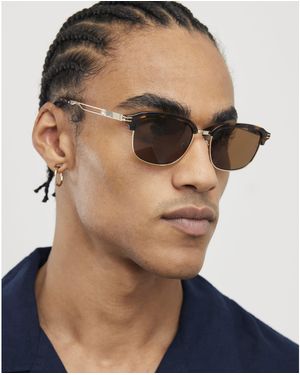 River Island Tortoise Clubmaster Sunglasses Metal - Blue