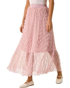 Roman Textured Mesh Skirt - Pink