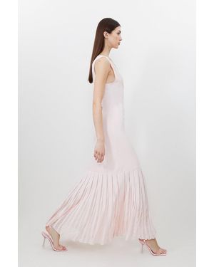 Karen Millen Petite Viscose Blend Sheer Skirt Maxi Knit Dress - Pink