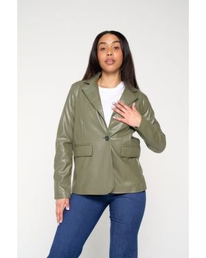 FAWN Nikki Faux Leather Blazer - Green