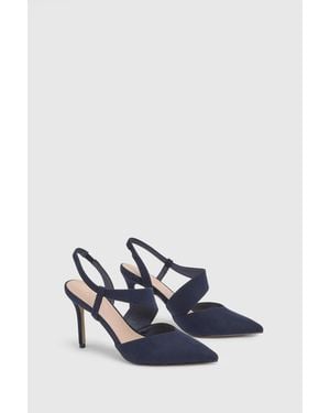 Wallis Evie Asymmetric Pointed Stiletto High Heel Court Shoes - Blue