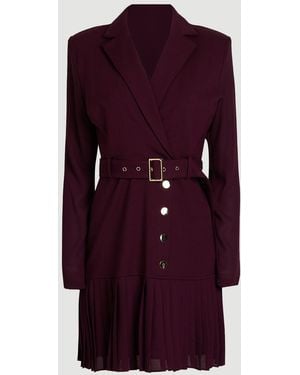 Karen Millen Jersey And Georgette Mix Pleat Mini Dress - Purple
