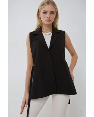 Hiccup Accessory Detailed Vest With Jacket Collar - Black