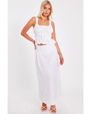 Quiz High Waisted Maxi Skirt - White