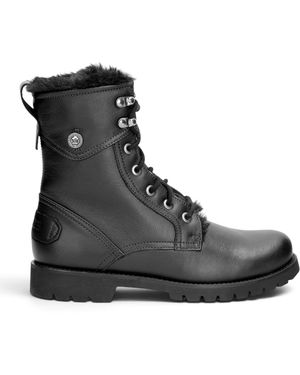 Panama Jack Leather Waterproof Warm Lace-Up Boots - Black