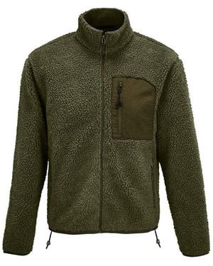 Sol's Adult Fury Sherpa Fleece Jacket (Army/Dark Army) - Green