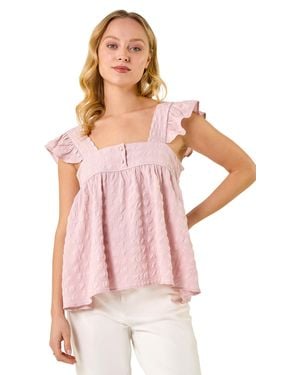 D.u.s.k Textured Bubble Button Top - Pink