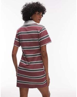TOPSHOP Jersey Shrunken Polo Mini Dress - Red