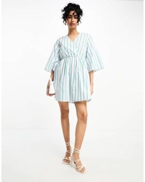 Y.A.S Wrap Tie Mini Dress - Blue