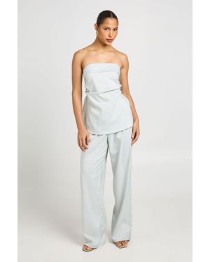 Boohoo Marl Mid Rise Tailored Trouser - White