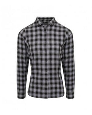 PREMIER Ladies Mulligan Check Long Sleeve Shirt (Steel/ - Black
