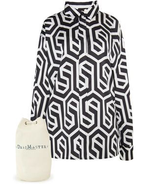 Dreimaster Hemdbluse + Shopping Bag - Zwart