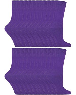 Sock Snob 24 Pairs Ladies Plain Cotton Rich Dress Socks - Purple