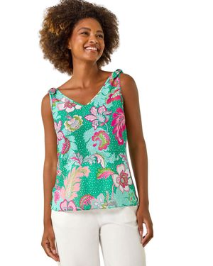Roman Floral Spot Printed Vest Top - Green