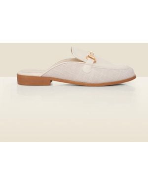 Sosandar Ecru Snaffle Trim Mule Loafer - Natural