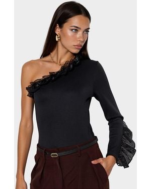 Msn-Collection One-Shoulder Slim-Fit Knit Jumpsuit - Black