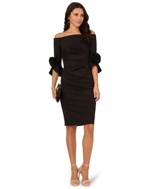 Adrianna Papell Rosette Scuba Dress - Black